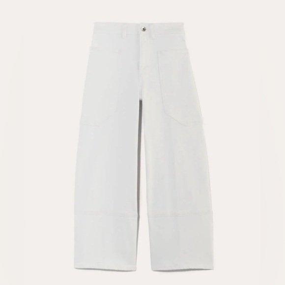 White Everlane The Way-High Gardener Cropped Wide Leg Utility Jean Size 30R - Picture 2 of 13
